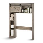 Landia Home Over the Toilet Storage Organizer, Shelving for Bathroom Organization with a Smooth Gliding Rounded Rail Barn Door for Quick and Easy Cabinet Access, Modern Farmhouse Design Themed Storage