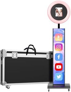 MWE Portable Photo Booth Machine Stand Compatible with Any Ipad with Software APP and Remote Control, RGB Ring Lights Music Sync, Free Custom Logo,ChackTok VIP (Black, Light Box-Flight Case)