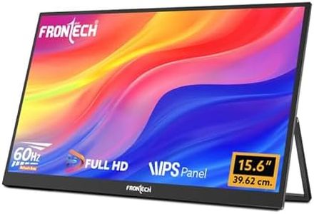 FRONTECH 15.6" Portable LED Monitor, Full HD IPS, Dual Type-C & Mini HDMI, Built-in Speakers, 180° Stand, Works with Laptop/PS5/Switch/Phone, 1-Year Warranty (MON-0023)