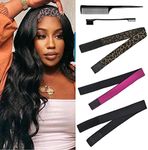 AIFIHIYI Elastic Bands Set for Wigs and Lace Frontals - 3 pieces with Rat Tail Comb, Edge Brush, Melting Band for Laying Edges and Keeping in Place