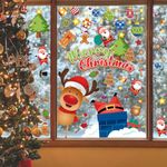 Horaldaily 140 PCS Christmas Window Cling Sticker, Snowman Santa Claus Deer Gingerbread Man for Home Party Supplies Shop Window Glass Display Decoration