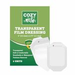 COZY nose - Transparent Film Dressing 5 Packs, Waterproof Wound Cover Bandage, Post Surgical Shower or Tattoo Aftercare Bandage, IV Shield, Adhesive Patches (4" x 4.75")