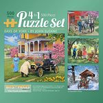Bits and Pieces - 4-in-1 Multi-Pack - 500 Piece Jigsaw Puzzles for Adults-Each Measures 16" x 20" (46cm x 61cm)-Days of Yore by Artist John Sloane