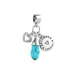 LSxAB Teardrop December Birthstone Happy Birthday Charm Compatible with Pandora Charms Bracelets