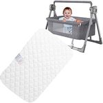 Baby Travel Cots Mattress Toddler Crib Nexttome Foam Moses Basket Comfort Bedding Mattresses Wedge Flathead Pillow Quilted Breathable With Removable Cover Waterproof Protector (83 x 50 x 5 CM)