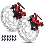 TOBWOLF 1 Pair Mechanical Disc Brake Kit, MTB Front & Rear Disc Brake Caliper with 160mm Rotor, Dual Piston Mechanical Disc Brake Set, Bicycle Accessories for Mountain Bike, Road Bike, BMX - Red