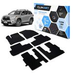 CLIM ART WaterTrap Custom Fit Floor Mats for Toyota Highlander 2014-2019, 1&2&3 Row, Car Mats Floor Liner, All-Weather, Car Accessories for Man & Woman, Black/Black - FL011614070