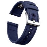 Ritche Canvas Quick Release Watch Band 18mm 20mm 22mm Replacement Watch Straps for Men Women, Valentine's day gifts for him or her, Navy Blue / Silver, 22 mm, Traditional