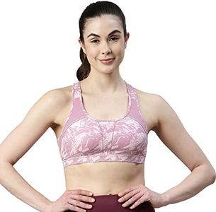 Enamor Racer Back Medium-Impact Sports Bra for Women with Removable Pads- High Coverage, Padded and Wirefree(SB08_Marble MAVVE Print_M)