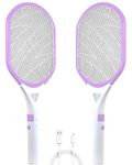 Weird Wolf Ce Certified Lithium Battery Mosquito Racket Bat, USB Charging, Led Light, Purple (Pack of 2)