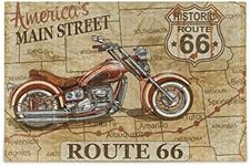 Historic Route 66 Jigsaw Puzzle 1000 Pieces Vintage Motorcycle Images DIY Wall Art Intellectual Decompressing Fun Game for Adults Teens