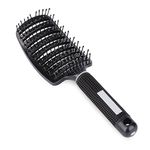 Vent Hair Brush Blow Dryer Brush, Women Thick Long Curly Paddle Hair Detangling Massage Brushes, Fast Drying Hair Straight Barber Volume Comb, Curved Anti Static Styling Tool for Wet/Dry Hair(Black)