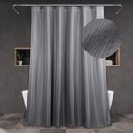 Grey Fabric Shower Curtains for Bathroom: Dark Gray Linen Textured Water Repellent Washable Light-Weight Polyester Shower Curtain - Solid Simple Elegant Decorative Bath Curtain Liner - 72x72