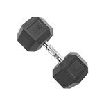 CAP Barbell 60 lb Rubber Coated Hex Dumbbell with Contoured Chrome Handle