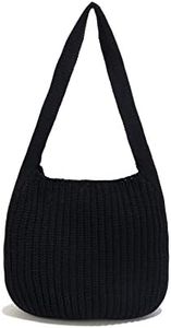 ENBEI Women's Shoulder Handbags Crocheted Bags Large knit bag Tote bag aesthetic for school cute Tote bags Beach Bag Tote, Black, Large