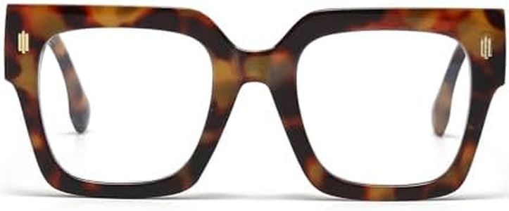 EYLRIM Oversized Square Glasses for Women Men Fashion Big Frame Blue Light Blocking Glasses, 02 Leopard, M