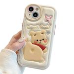 LAIRUIRUI Compatible with iPhone 13 Cute Case, TPU Leather Phone Emboss Cartoon case Soft Rubber Shockproof Protective for iPhone 13 Case Cover for Women Girls (Cute Bear)