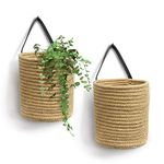 Goodpick 2pack Jute Hanging Baskets - 7.87" x 7" Small Woven Fern Hanging Basket Flower Plants, Jute Woven Basket