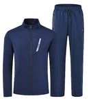 MoFiz Men Full Zip Traceksuit Set Active Running Jogging Long Sleeve Sweatsuit 2 Piece Outfit A-Navy,L