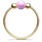 Gold Nose Ring Piercing - Opal piercing Hoop 20 gauge - Tiny Piercing Nose Rings hoop - Opal nose rings - Thin Nose Hoop - pink opal piercing