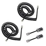 SENHAI 2 Pack 360° Anti-Tangle Rotating Swivel Telephone Cord Detanglers and 2 Pack 10ft Uncoiled (1Ft Coiled) Landline Telephone Phone Handset Cable Cord-Black