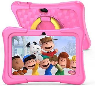 PRITOM Kids Tablet 7 pollici Android 11, 2 GB RAM 32 GB ROM BT WiFi Doppia fotocamera Giochi educativi Parental Control, Software per bambini con tipo C, Rosa