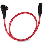 LyxPro 1.5 Feet Right Angle XLR Female to Male 3 Pin Mic Cord for Powered Speakers Audio Interface Professional Pro Audio Performance Camcorders DSLR Video Cameras and Recording Devices - Red