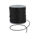 1mm Waxed Cord for Bracelet and Necklace Making - Durable Macrame Cord, Scoobies Strings, and Leather Necklace Cord - Perfect Bracelet String for Beads and Friendship Bracelets String - (Black,5m)