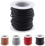 Rustark 11 Yards x 2mm Black Round Leather String Cord Soft Leather Rope Cord Spool for Necklaces Bracelets Shoelace Wrapping Crafts Jewelry Making Supplies