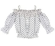 Polka Dot Print Crop Top for Modern Girls (12-13 Years) White