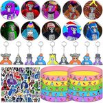 AqerPcot 80Pcs Cartoon Gorilla Game Theme PARTY-SUPPLIES-PACKS, including Keychain, Bracelets, Button Pins, Stickers for Birthday Decorations