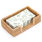 IGNPION Rattan Napkin Holder Guest Towel Woven Lunch Serviette Tray Tissue Napkin Paper Dispenser Tabletop Decor Storage Tray for Kitchen, Dining Room, Bar, Party, Buffet Napkin Caddy for Bathroom