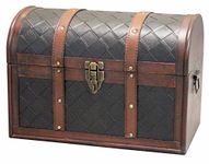 Vintiquewise(TM) Wooden Leather Treasure Chest