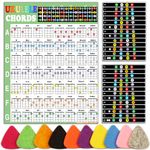 Ukulele Chord Chart with Ukulele Fretboard Stickers and 10 Color Ukulele Picks