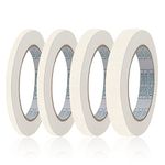 QINGHEC 4 Rolls White Masking Tape, Low Tack Masking Tape 5mm/8mm/12mm/15mm Wide X 55 Yard, Decorating Tape, Thin Masking Tape, Painters Tape for Artists Painting Decorating Automotive DIY Crafts