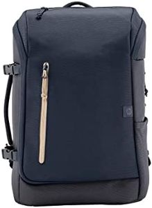 HP Travel Mochila para Portatiles de hasta 15,6" (Capacidad 25L, Ampliable hasta 30 L, Impermeable, Ergonómica, Bolsillo con Bloqueo RFID, Cremalleras con Cierre) Color Azul Oscuro