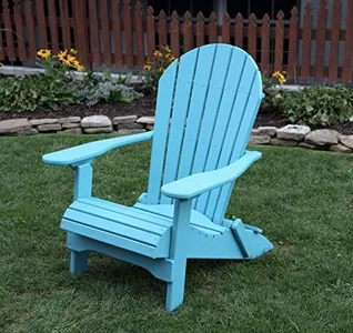 Aruba Blue-Poly Lumber Folding Adirondack Chair with Rolled Seating Heavy Duty Everlasting Lifetime PolyTuf HDPE - Made in USA - Amish Crafted