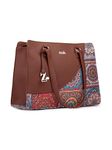 ZOUK Women's Multicolor Mandala Print Office Essential Bag | Jute | Vegan Leather Handcrafted Tote Bag With Double Handle Shoulder Strap| Multicolor