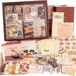 VIBE VISTA Vintage Aesthetic Scrapbook Kit, 346 Pcs, A6 Grid Notebook, Washi Stickers, Envelopes, Scrapbook Papers, Folding Labels, Background Papers, Photo Frames, Calendar Stickers, Stickers (vintage)