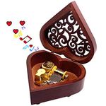 You are My Sunshine Music Box, Heart Shaped Vintage Hollow Out Wood Mechanism Wind Up Musical Box Gifts for Birthday Christmas Wedding Valentine's Day