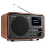 Audizio Milan DAB Radio FM Tuner with Bluetooth, Portable Speaker, Rechargeable Battery Radio, 40 Preset Stations, Alarm Clock, Sleep Timer, 3.5mm Headphone Aux, Wood