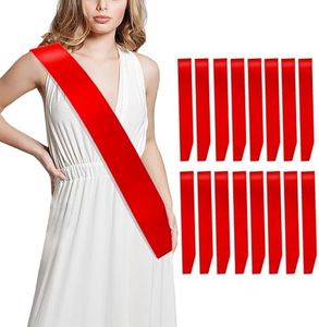 16 Pcs Sash Blank Satin Red Sash Party Favors, Bride To Be Sash, Plain Sash, Diy Sash Sashes Custom Sash for Birthday, Homecoming, Party, Graduation, Pageants, Wedding, Hen Party, Make Your Own Sash