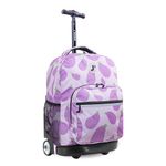 J World Sunrise Kids Rolling Backpack for Girls Boys. Roller Bookbag with Wheels for School, Mr. Eggplant, 18", Sunrise Kids Rolling Backpack for Girls Boys Teen. Roller Bookbag with Wheels