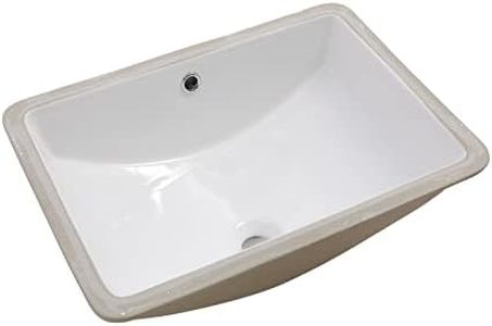 Sarlai Undermount Bathroom Sink - 18 x 14 inch Rectangular Vessel Sink Undermount Sink Modern White Ceramic Rectangle Sink, Vanity Sink Art Basin with Overflow, interior dimension 16.25x11.8x6.5