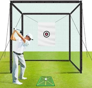 Golf Cage Net Golf Cages with Frame and Net 10x10x10 Golf Net for Driving and Hitting Practice Includes Stability Rope Target Cloth and Swing Mat Color Green