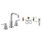 Moen T6142 Gibson Two-Handle Widespread High Arc Chrome Bathroom Faucet & 9000 Widespread Bathroom Sink Faucet Rough-in Valve with Drain Assembly, Featuring M-Pact Technology, Brass