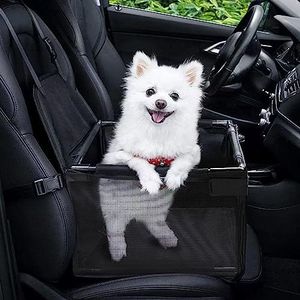 GENORTH Dog Car Seats for Small and Medium Dogs,Portable Puppy/Pet Car Booster Seat with Clip-On Leash and Mesh Window for Pet Up to 20 lbs