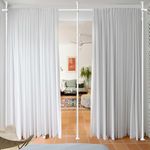 Room Divider Curtain Rod, No Drilling Rod, 4-10ft (H) 28-114inch(W) Adjustable Heavy Duty Floor to Ceiling Self Stand - Damage Free for Space Partition White