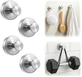 LOOHOI Upgraded Suction Cup Hooks for Door Wreaths, Heavy Duty Wreath Hangers for Front Door, Glass Window and Outdoor use, Strong Suction Vacuum Hook for Towels, Robes & Decorations(4 Pack, Silver)
