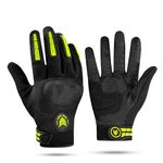 BADOWL Wind Rider Full Finger Motorcycle Riding Gloves with Touchscreen Fingertips and Knuckle Protection – Anti-Slip Grip (Neon Green, L)